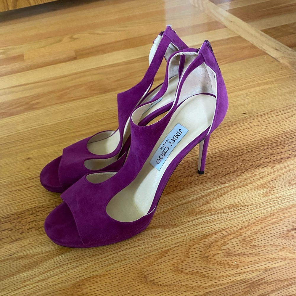 Jimmy Choo Purple Suede Sandal Pump Heels; Wore Once